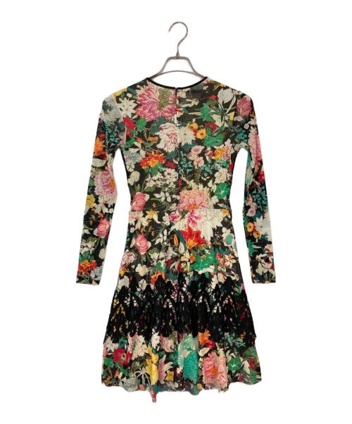 VIVIENNE TAM（ヴィヴィアンタム）VIVIENNE TAM (ヴィヴィアンタム) レース Aライン パワーネット 花柄ワンピース ブラック サイズ:38の古着・服飾アイテム