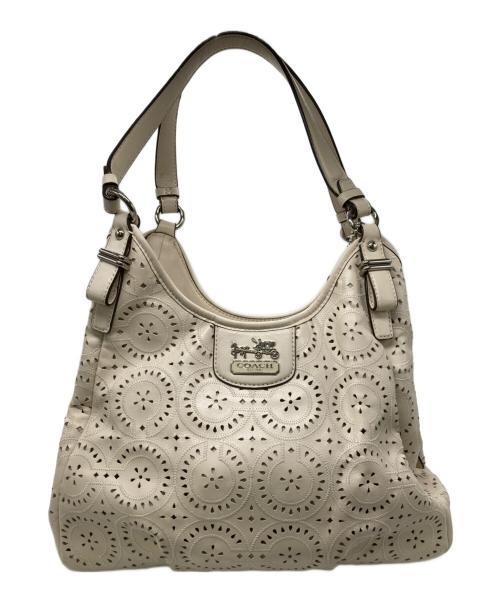 COACH（コーチ）COACH (コーチ) マギー パンチングレザー トートバッグ アイボリーの古着・服飾アイテム