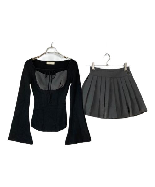 ANDMARY（アンドマリー）ANDMARY (アンドマリー) Gisele knit set up グレー サイズ:トップスF/スカートSの古着・服飾アイテム