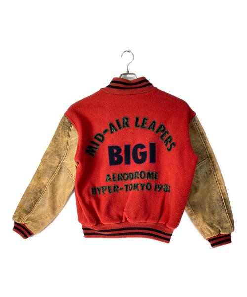 BIGI（ビギ）BIGI (ビギ) 80s レザー切替スタジャン レッド×ブラウン サイズ:-の古着・服飾アイテム