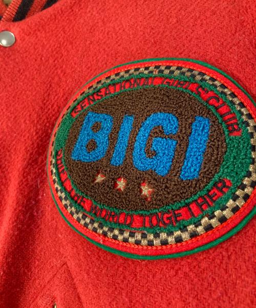 BIGI（ビギ）BIGI (ビギ) 80s レザー切替スタジャン レッド×ブラウン サイズ:-の古着・服飾アイテム