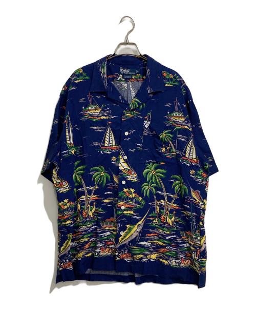 POLO RALPH LAUREN（ポロ・ラルフローレン）POLO RALPH LAUREN (ポロ・ラルフローレン) トロピカル柄レーヨンハワイアンシャツ ネイビー サイズ:Lの古着・服飾アイテム