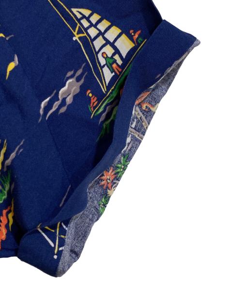 POLO RALPH LAUREN（ポロ・ラルフローレン）POLO RALPH LAUREN (ポロ・ラルフローレン) トロピカル柄レーヨンハワイアンシャツ ネイビー サイズ:Lの古着・服飾アイテム