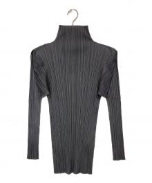 PLEATS PLEASE（プリーツプリーズ）の古着「ハイネックプリーツカットソー」｜グレー