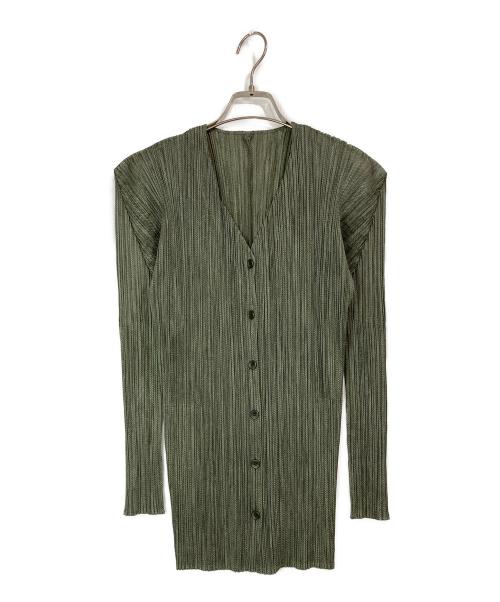 PLEATS PLEASE（プリーツプリーズ）PLEATS PLEASE (プリーツプリーズ) プリーツカーディガン グリーン サイズ:3の古着・服飾アイテム