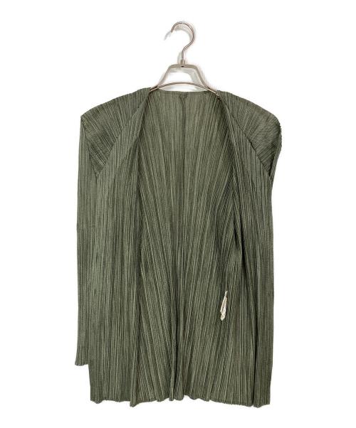 PLEATS PLEASE（プリーツプリーズ）PLEATS PLEASE (プリーツプリーズ) プリーツカーディガン グリーン サイズ:3の古着・服飾アイテム