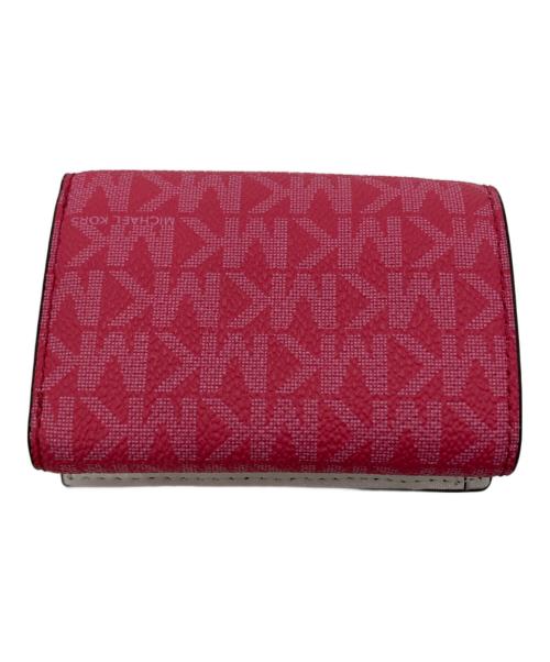 MICHAEL KORS（マイケル・コース）MICHAEL KORS (マイケル・コース) GREENWICH フラップ トライフォールド エクストラスモール - MKシグネチャー ピンクの古着・服飾アイテム