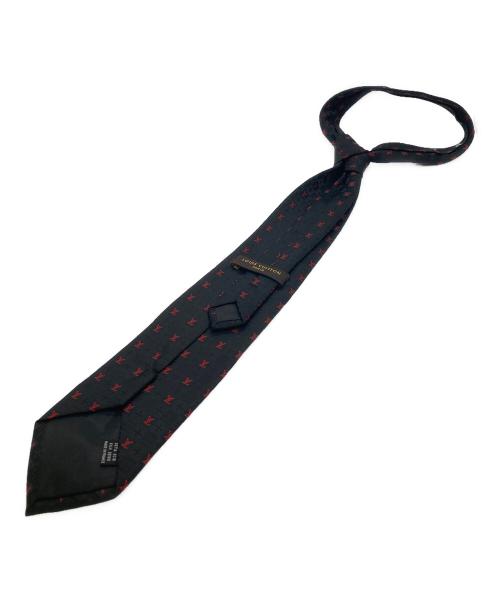 LOUIS VUITTON（ルイ ヴィトン）LOUIS VUITTON (ルイ ヴィトン) 総柄シルクネクタイ レッド×ブラック サイズ:実寸参照の古着・服飾アイテム