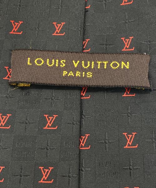 LOUIS VUITTON（ルイ ヴィトン）LOUIS VUITTON (ルイ ヴィトン) 総柄シルクネクタイ レッド×ブラック サイズ:実寸参照の古着・服飾アイテム