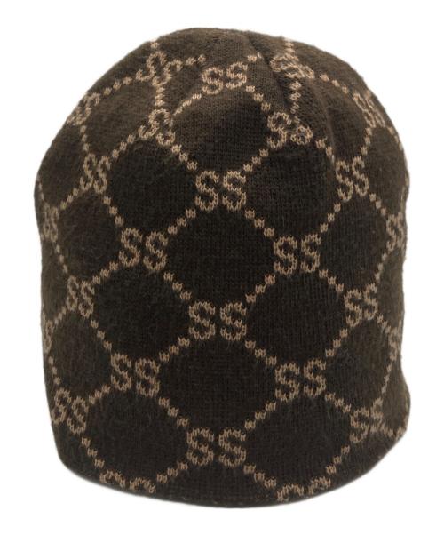 stussy（ステューシー）stussy (ステューシー) モノグラムビーニー ブラウンの古着・服飾アイテム