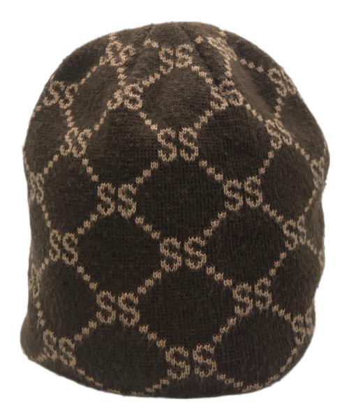 stussy（ステューシー）stussy (ステューシー) モノグラムビーニー ブラウンの古着・服飾アイテム