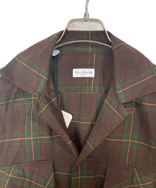 Errico Formicola（エリコフォルミコラ）Errico Formicola (エリコフォルミコラ) SHIPS (シップス) ブロックチェック オーバーシャツ ブラウン サイズ:Lの古着・服飾アイテム