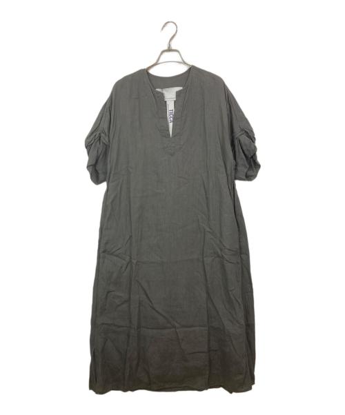 ticca（ティッカ）TICCA (ティッカ) リネンツイストスリーブワンピース グレー サイズ:FREEの古着・服飾アイテム