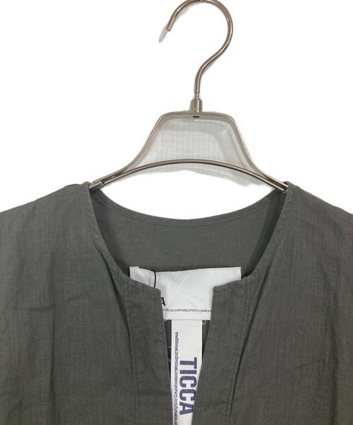 ticca（ティッカ）TICCA (ティッカ) リネンツイストスリーブワンピース グレー サイズ:FREEの古着・服飾アイテム