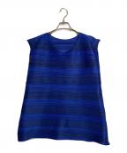 PLEATS PLEASEプリーツプリーズ）の古着「プリーツノースリーブチュニック」｜ブルー