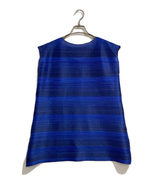 PLEATS PLEASE（プリーツプリーズ）PLEATS PLEASE (プリーツプリーズ) プリーツノースリーブチュニック ブルー サイズ:3の古着・服飾アイテム