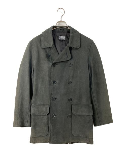 DKNY（ダナキャランニューヨーク）DKNY (ダナキャランニューヨーク) レザーPコート グレー サイズ:XSの古着・服飾アイテム