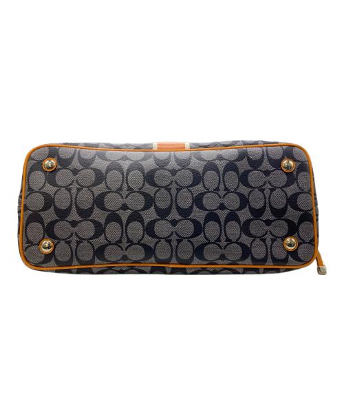 COACH（コーチ）COACH (コーチ) シグネチャーストライプキャリーオールバッグ ブルー×オレンジの古着・服飾アイテム