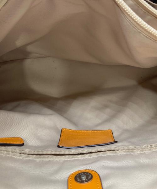 COACH（コーチ）COACH (コーチ) シグネチャーストライプキャリーオールバッグ ブルー×オレンジの古着・服飾アイテム