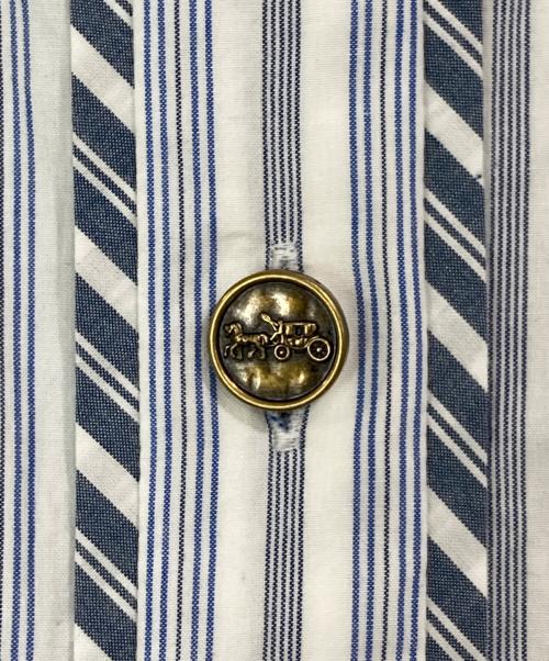 COACH（コーチ）COACH (コーチ) ベルテッドストライプシャツワンピース ブルー サイズ:2 未使用品の古着・服飾アイテム