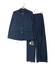 RUIRUE BOUTIQUE（ルイルエブティック）の古着「ピークドラペルジャケット＆ペプラムジレ＆タックワイドパンツセット」｜ネイビー