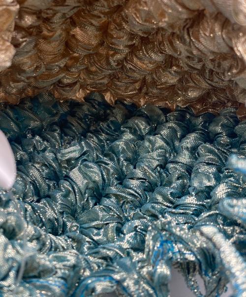 BUNZABURO（ブンザブロウ）BUNZABURO (ブンザブロウ) プチバッグ メタリック バイカラー ブルー×ゴールドの古着・服飾アイテム