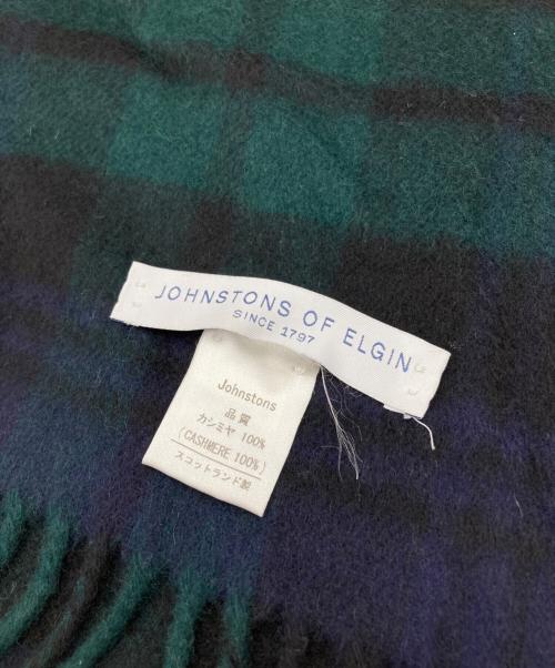 JOHNSTONS OF ELGIN（ジョンストンズ オブ エルガン）JOHNSTONS OF ELGIN (ジョンストンズ オブ エルガン) カシミヤストール ネイビー×グリーンの古着・服飾アイテム