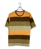 stussyステューシー）の古着「ポケットTシャツ」｜オレンジ×ブラウン