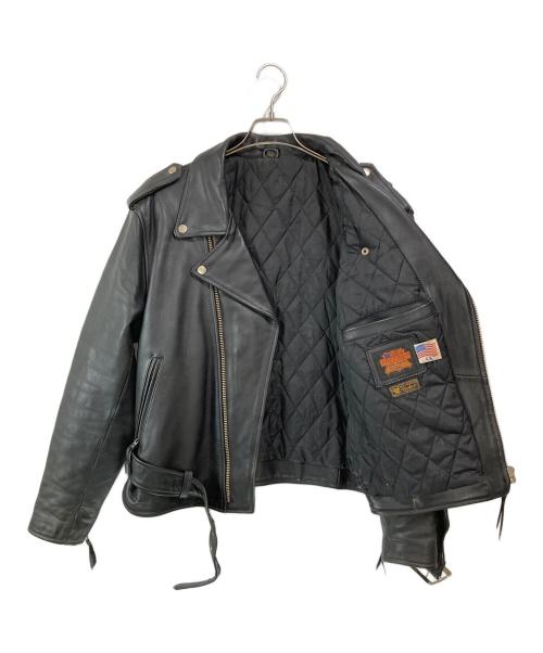 FREEDOM（フリーダム）freedom (フリーダム) カウレザーダブルライダースジャケット ブラック サイズ:44の古着・服飾アイテム