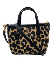 COACH（コーチ）の古着「シティ ミニ トート バッグ・レオパード プリント」｜ブラック×ベージュ