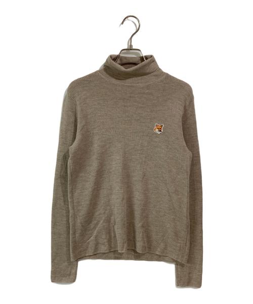 maison kitsune（メゾンキツネ）MAISON KITSUNE (メゾンキツネ) FOX HEAD PATCH FITTED TURTLENECK ブラウン サイズ:Ｓの古着・服飾アイテム