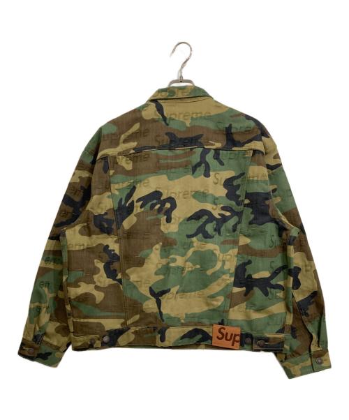 SUPREME（シュプリーム）Supreme (シュプリーム) Jacquard LOGOS Denim Trucker Jacket Woodland Camo グリーン サイズ:XLの古着・服飾アイテム