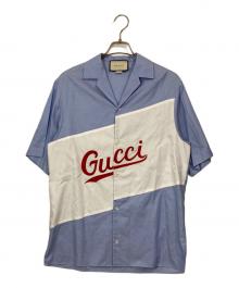 GUCCI（グッチ）の古着「スクリプトロゴオーバーサイズボーリングシャツ」｜ブルー