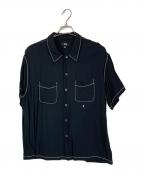 stussyステューシー）の古着「Contrast Pick Stitched Shirt」｜ブラック