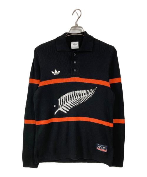 adidas（アディダス）adidas (アディダス) オールブラックス ニット ポロ ブラック サイズ: Freeの古着・服飾アイテム