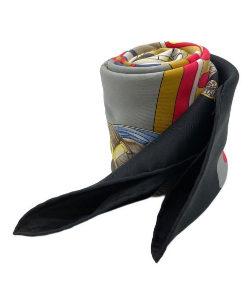 HERMES（エルメス）HERMES (エルメス) シルクスカーフ レッド×ブラック サイズ:90の古着・服飾アイテム