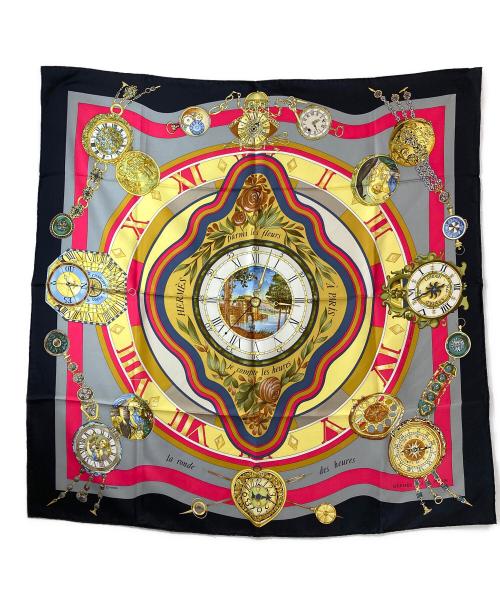 HERMES（エルメス）HERMES (エルメス) シルクスカーフ レッド×ブラック サイズ:90の古着・服飾アイテム