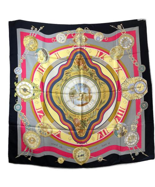 HERMES（エルメス）HERMES (エルメス) シルクスカーフ レッド×ブラック サイズ:90の古着・服飾アイテム