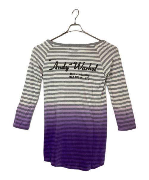 Hysteric Glamour（ヒステリックグラマー）Hysteric Glamour (ヒステリックグラマー) グラデーションボーダーワンピース グレー×パープル サイズ:FREEの古着・服飾アイテム
