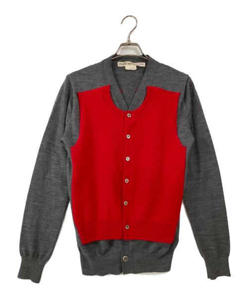 COMME des GARCONS（コムデギャルソン）COMME des GARCONS (コムデギャルソン) 06AW ペルソナ期 レイヤードカーディガン グレー×レッド サイズ:Sの古着・服飾アイテム