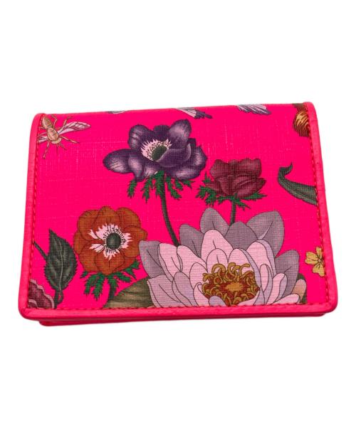 GUCCI（グッチ）GUCCI (グッチ) フローラルプリント コンパクトウォレット ショッキングピンクの古着・服飾アイテム