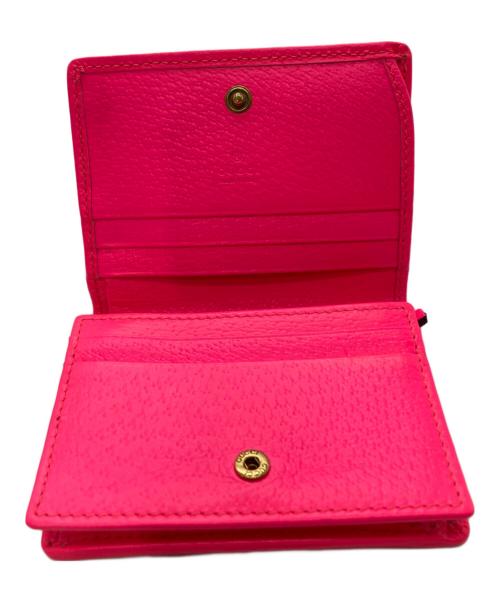 GUCCI（グッチ）GUCCI (グッチ) フローラルプリント コンパクトウォレット ショッキングピンクの古着・服飾アイテム