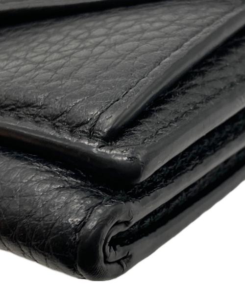 PRADA（プラダ）PRADA (プラダ) シボ革3つ折り財布 ブラックの古着・服飾アイテム