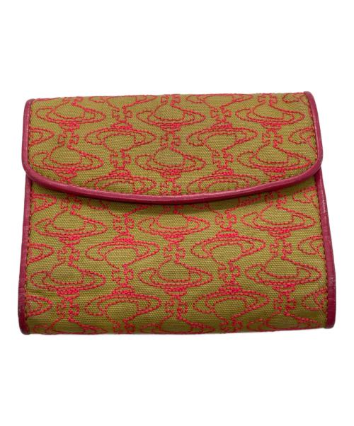 Vivienne Westwood（ヴィヴィアンウエストウッド）Vivienne Westwood (ヴィヴィアンウエストウッド) オーブ刺繍がま口財布 ピンクの古着・服飾アイテム