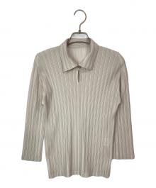 PLEATS PLEASE（プリーツプリーズ）の古着「プリーツポロシャツ」｜ベージュ