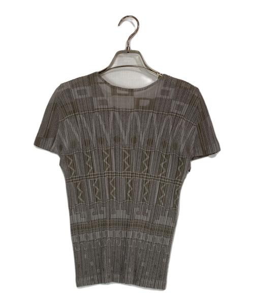 PLEATS PLEASE（プリーツプリーズ）PLEATS PLEASE (プリーツプリーズ) 総柄プリーツメッシュカットソー グレー サイズ:3の古着・服飾アイテム