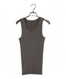 PLEATS PLEASE（プリーツプリーズ）の古着「プリーツノースリーブカットソー」｜グレー