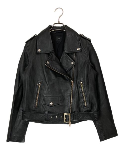 ARMANI EXCHANGE（アルマーニ エクスチェンジ）ARMANI EXCHANGE (アルマーニ エクスチェンジ) シープレザーダブルライダースジャケット ブラック サイズ:Mの古着・服飾アイテム