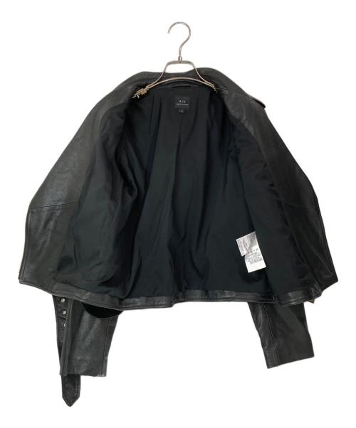 ARMANI EXCHANGE（アルマーニ エクスチェンジ）ARMANI EXCHANGE (アルマーニ エクスチェンジ) シープレザーダブルライダースジャケット ブラック サイズ:Mの古着・服飾アイテム