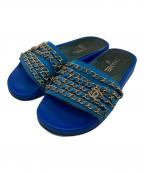 CHANELシャネル）の古着「ココマークチェーンスライドサンダル」｜ブルー